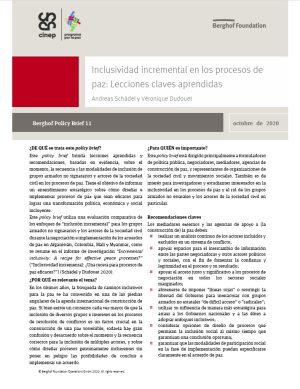 Inclusividad incremental en los procesos de paz: Lecciones claves aprendidas